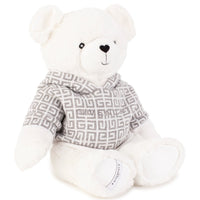 Doudou avec sweat capuche en tricot - Blanc gris