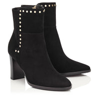 Harlow 80 suede ankle boots with studded details - Black