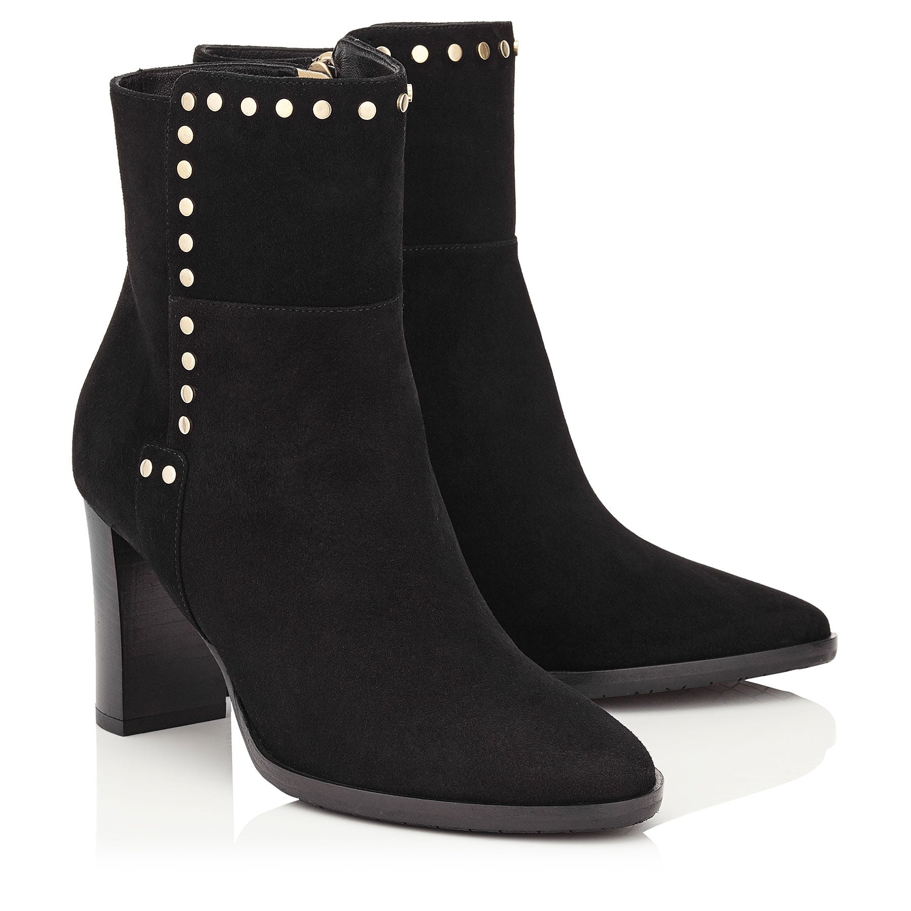 Harlow 80 suede ankle boots with studded details - Black