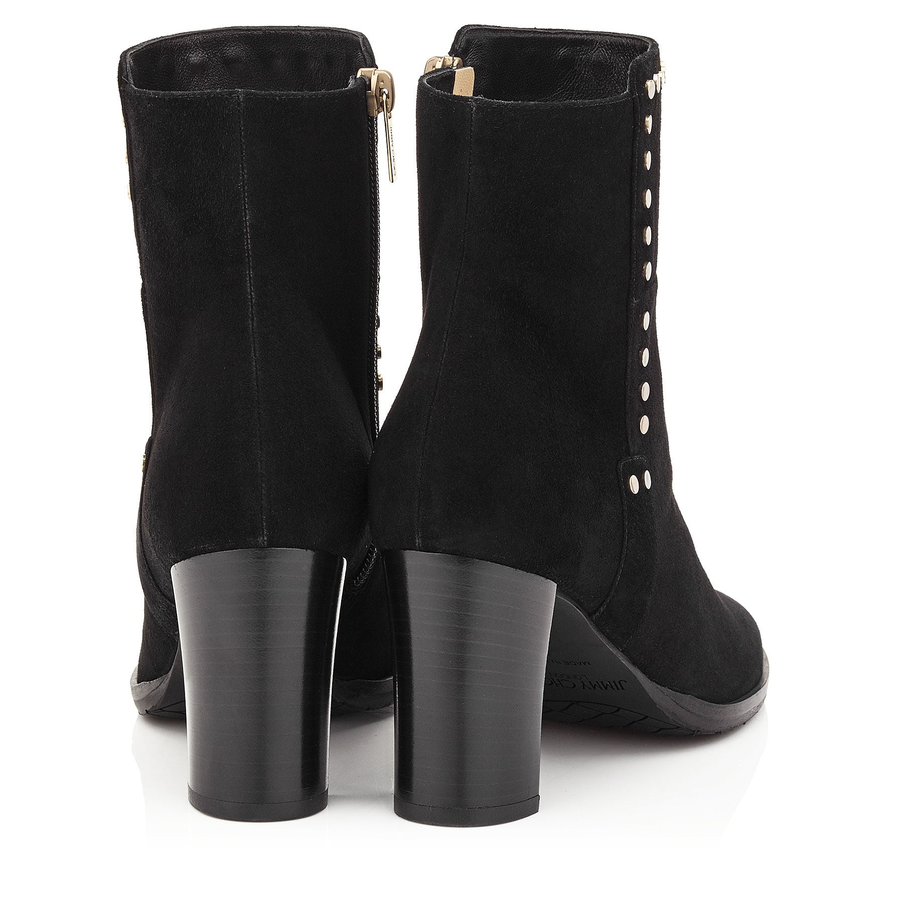 Harlow 80 suede ankle boots with studded details - Black