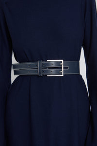 Ceinture Harnais à double sangle en cuir - Navy