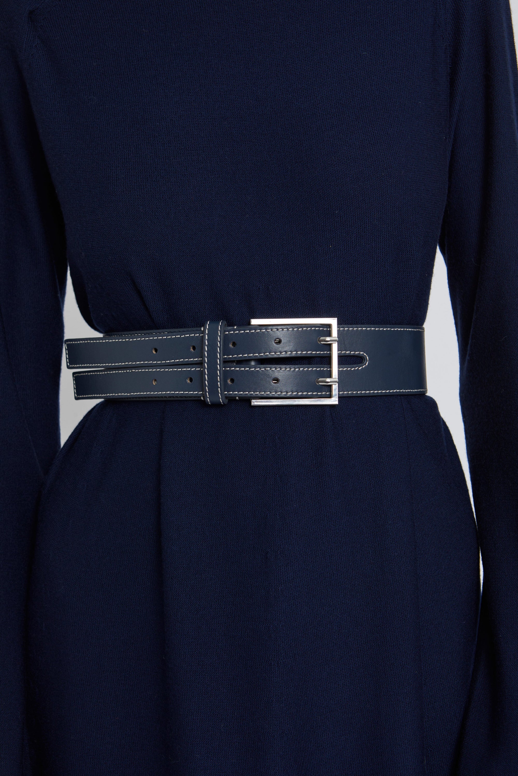 Ceinture Harnais à double sangle en cuir - Navy
