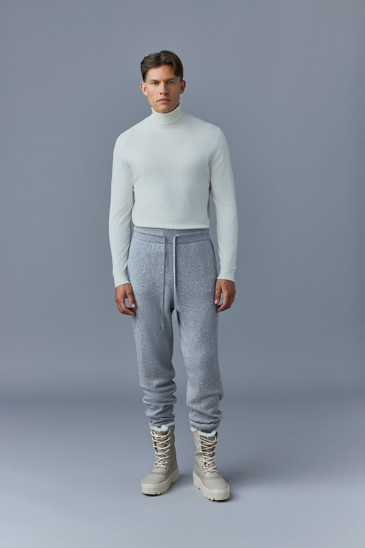 Pantalon de jogging Harrison en laine et cachemire - Light Grey Mix