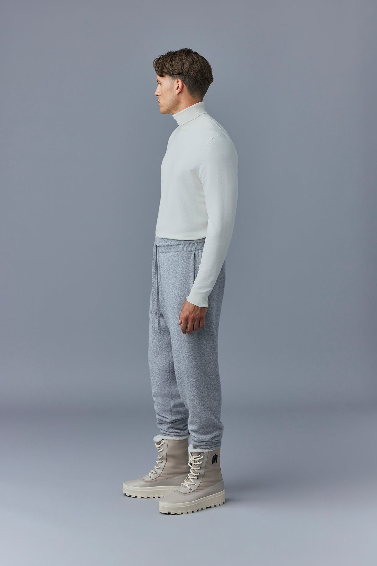 Pantalon de jogging Harrison en laine et cachemire - Light Grey Mix