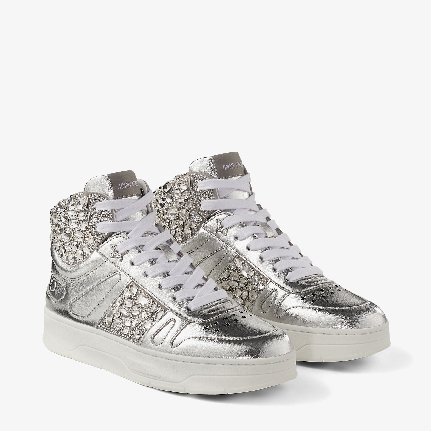 Sneakers Hawaii en cuir - Silver & Crystal