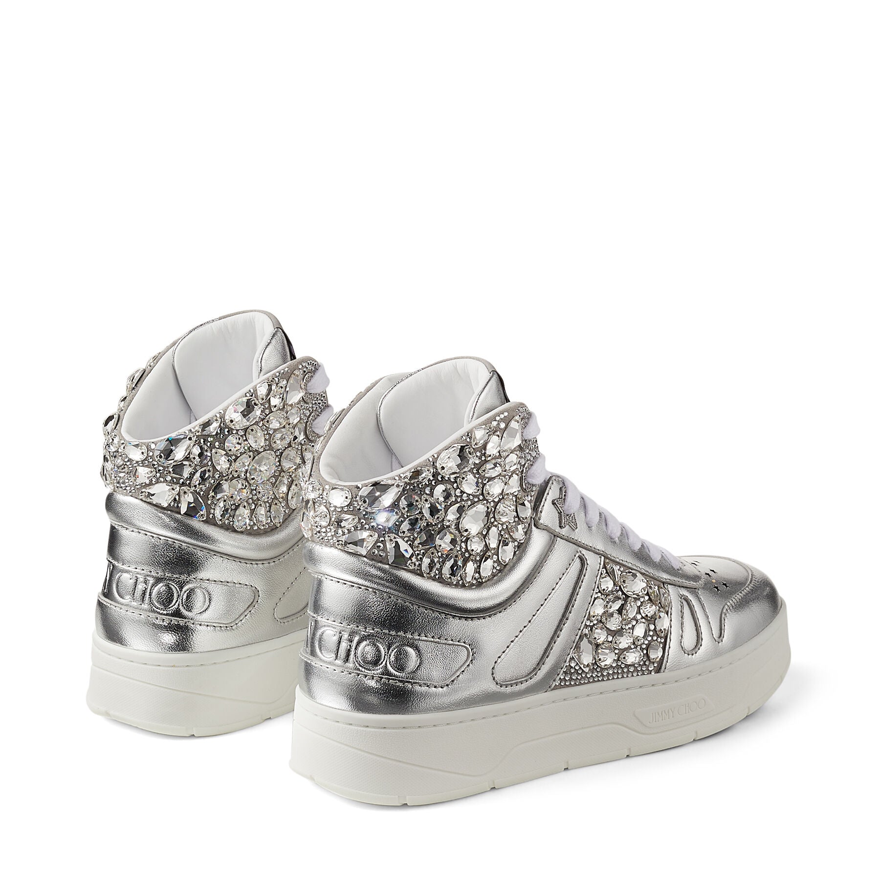 Sneakers Hawaii en cuir - Silver & Crystal