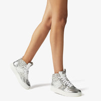 Sneakers Hawaii en cuir - Silver & Crystal