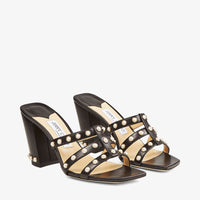 Mules Hazal 85 en cuir à perles - Black