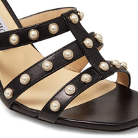 Mules Hazal 85 en cuir à perles - Black