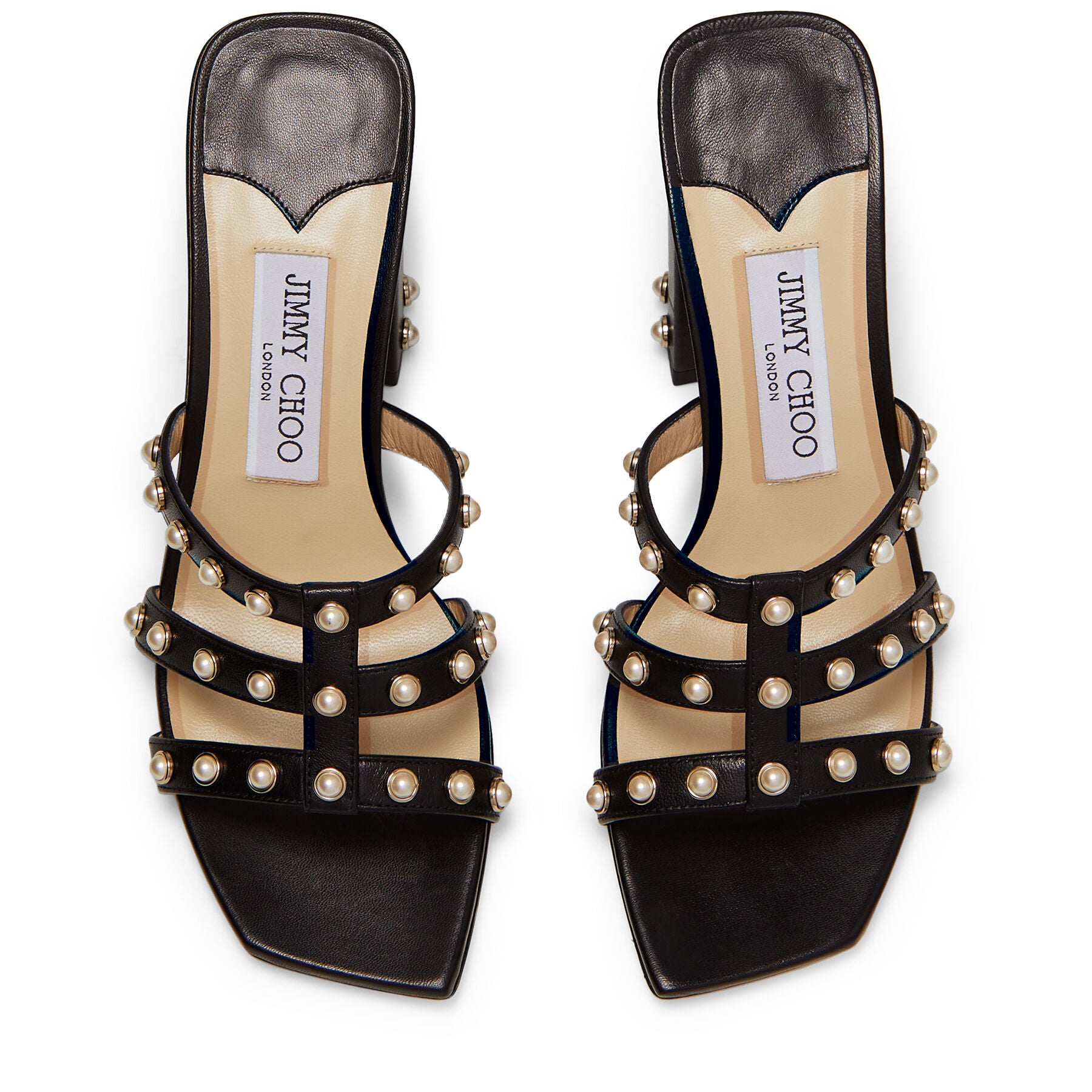 Mules Hazal 85 en cuir à perles - Black