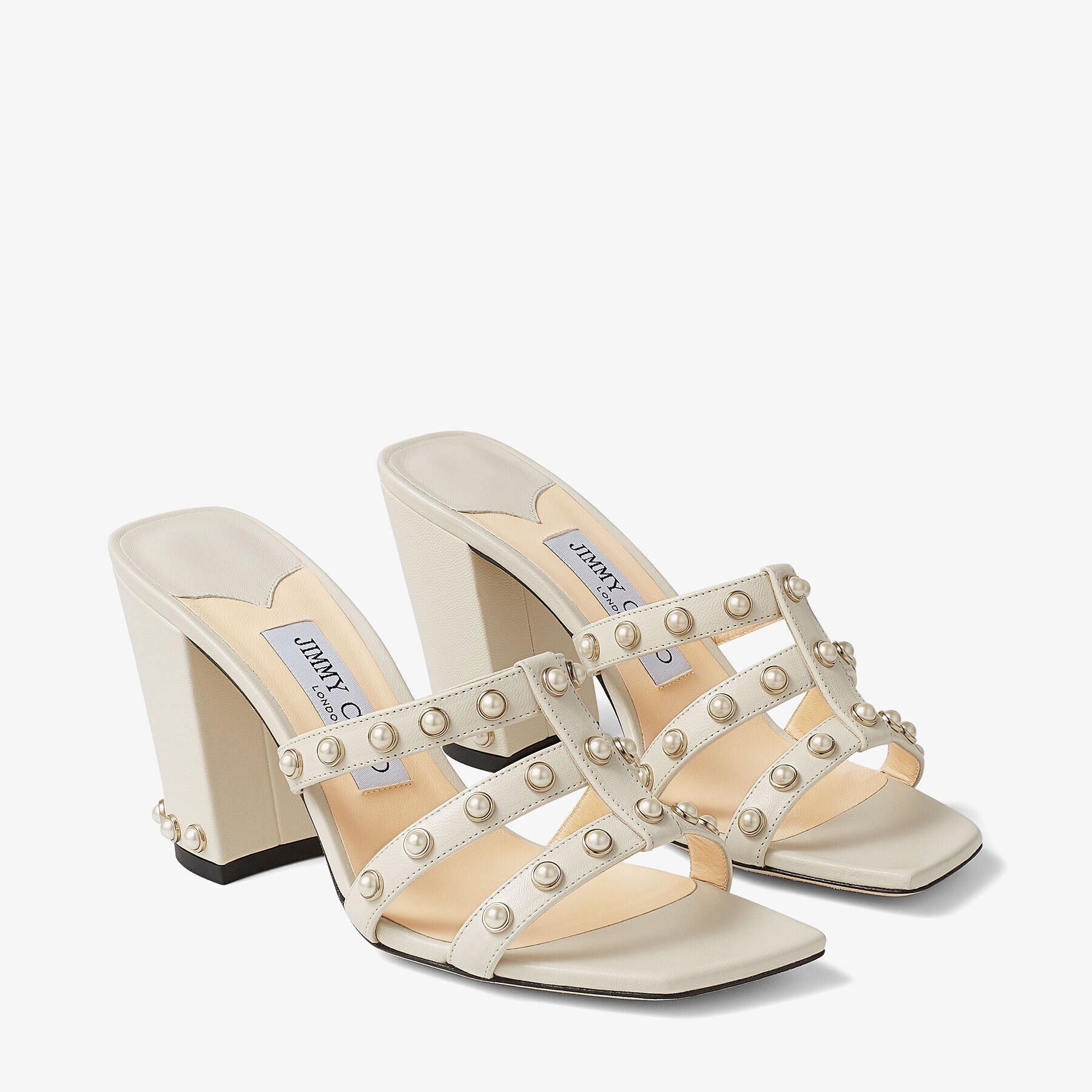 Mules Hazal 85 en cuir à perles - Latte
