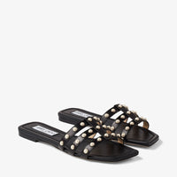Sandales Hazal plates en cuir à clous - Black