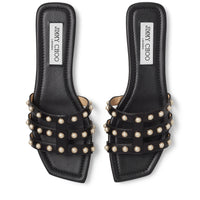 Sandales Hazal plates en cuir à clous - Black
