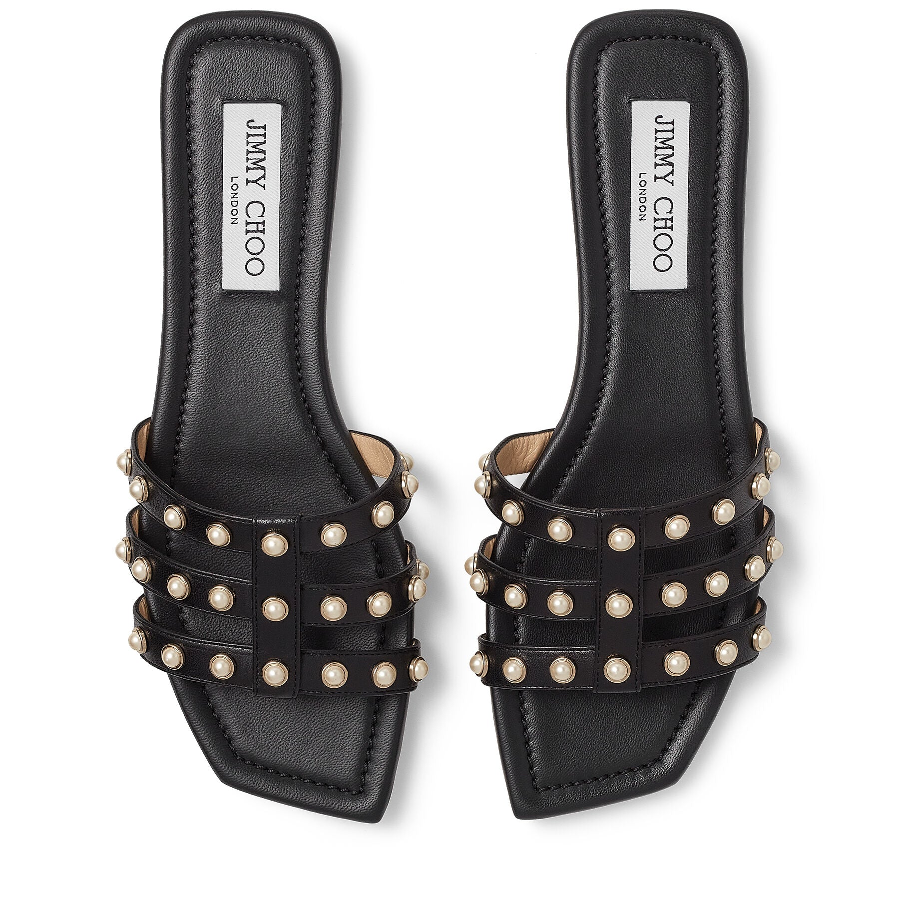 Sandales Hazal plates en cuir à clous - Black
