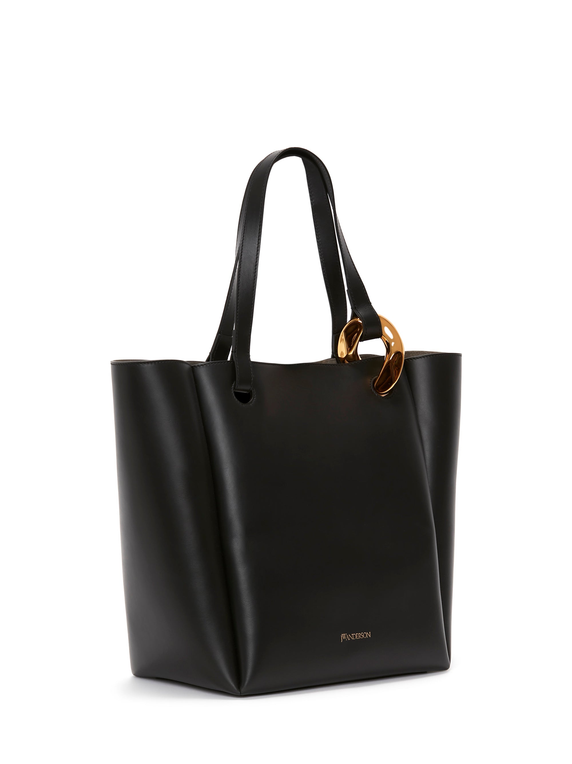 Sac Corner à maillon métallique en cuir - Black