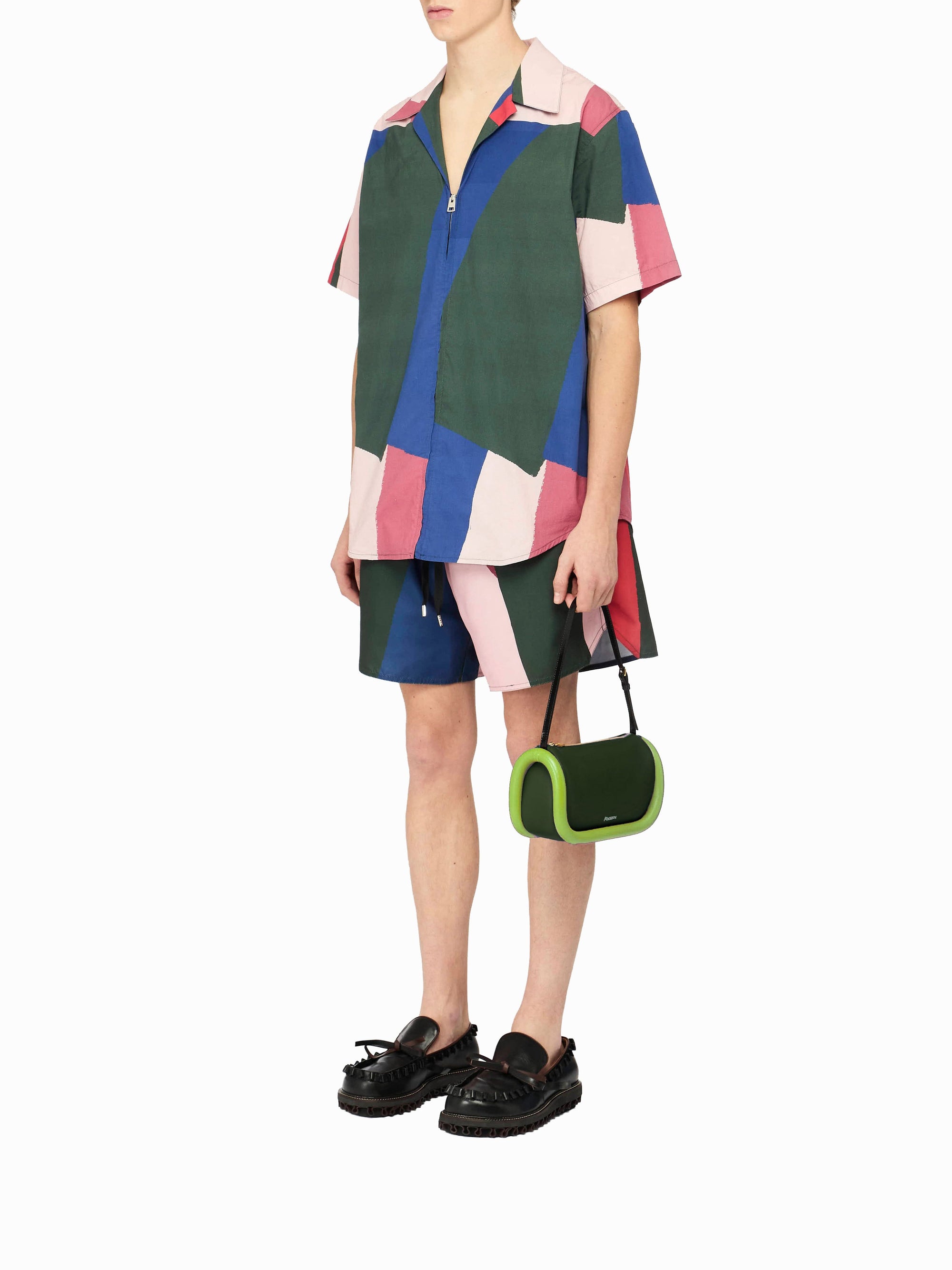 The Bumper-15 bag in leather - Khaki & Lime