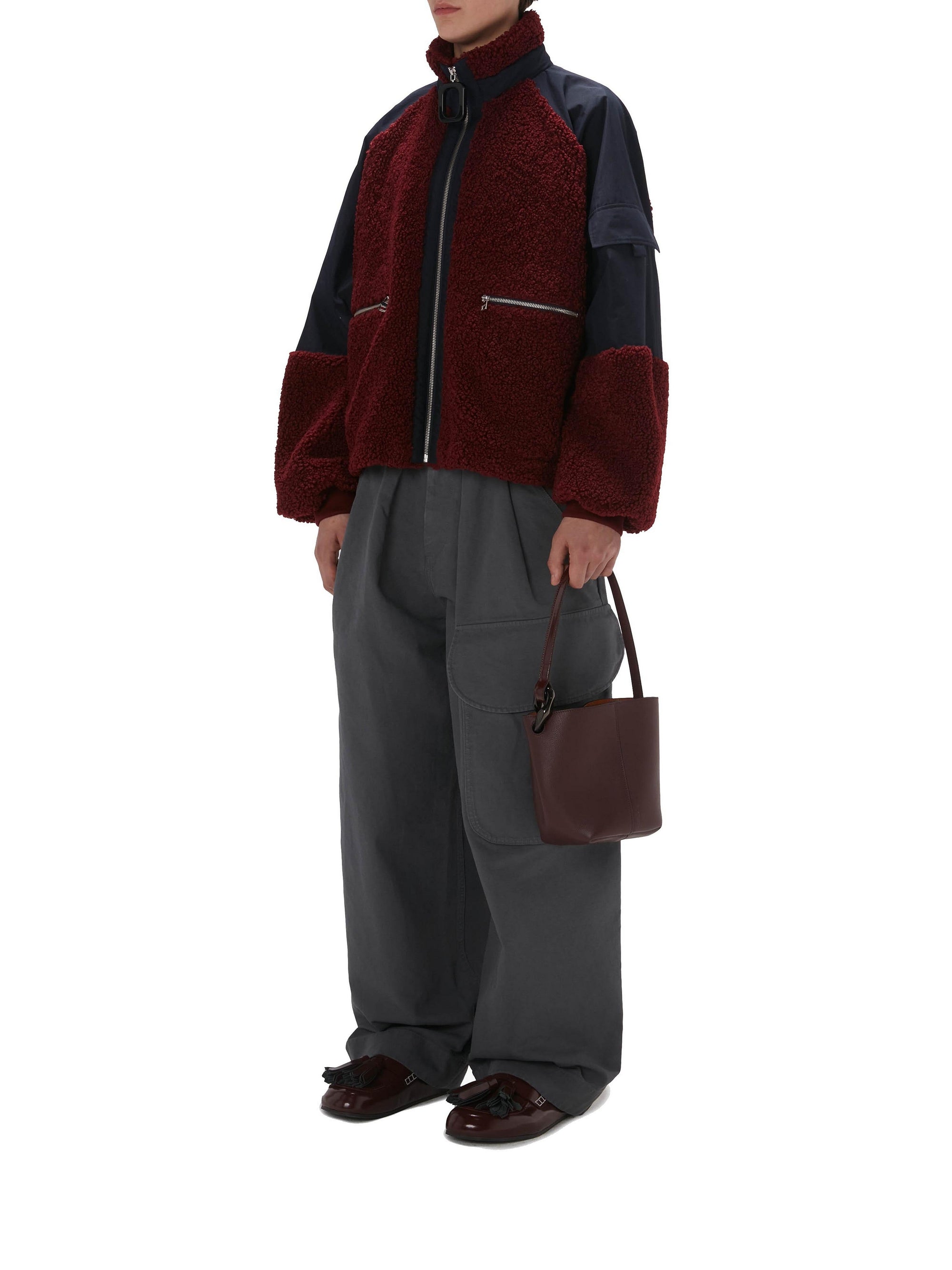Petit sac seau en cuir - Burgundy