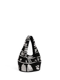 Petit Sac Shopper À Perles - Black/White