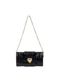 Sac porté épaule avec boucle en cuir précieux - Black