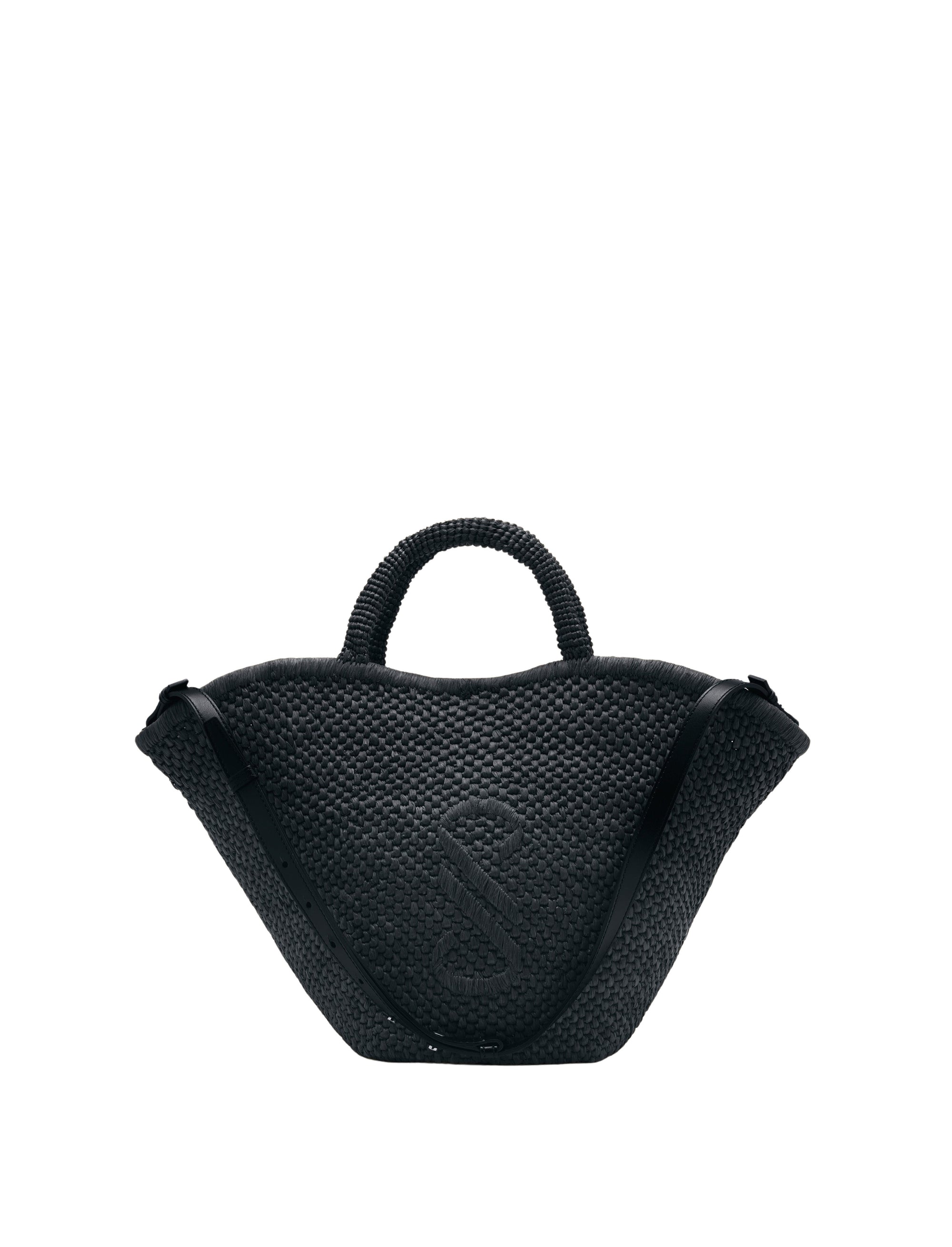 Grand panier Chelsea en raphia - Black