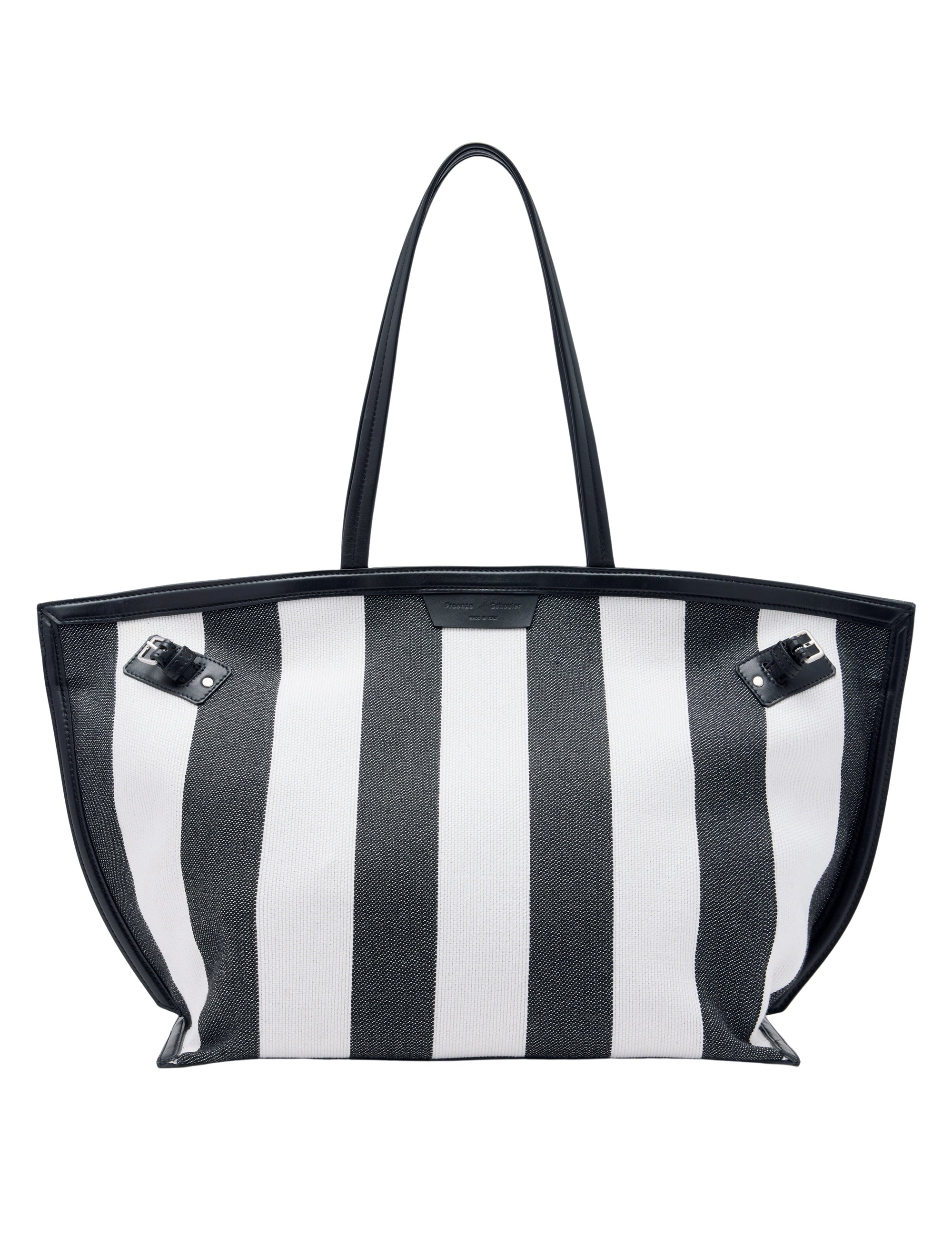 Grand sac Days en toile rayée - Black & White