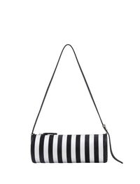 Sac Silo à rayures en cuir - Black & White