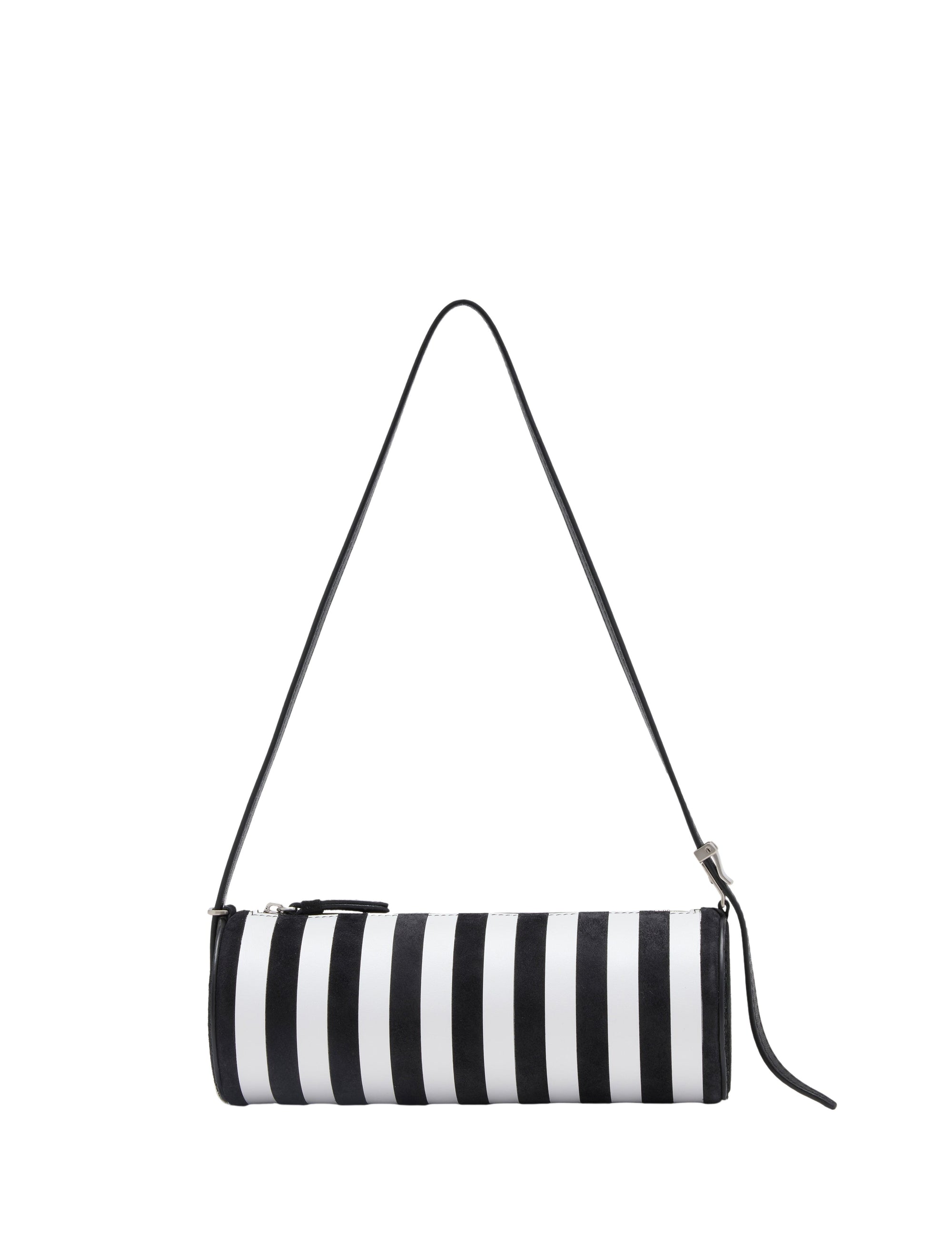Sac Silo à rayures en cuir - Black & White