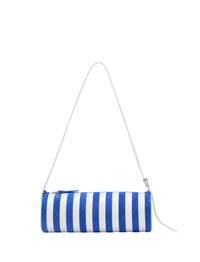 Sac Silo à rayures en cuir - Cobalt & White