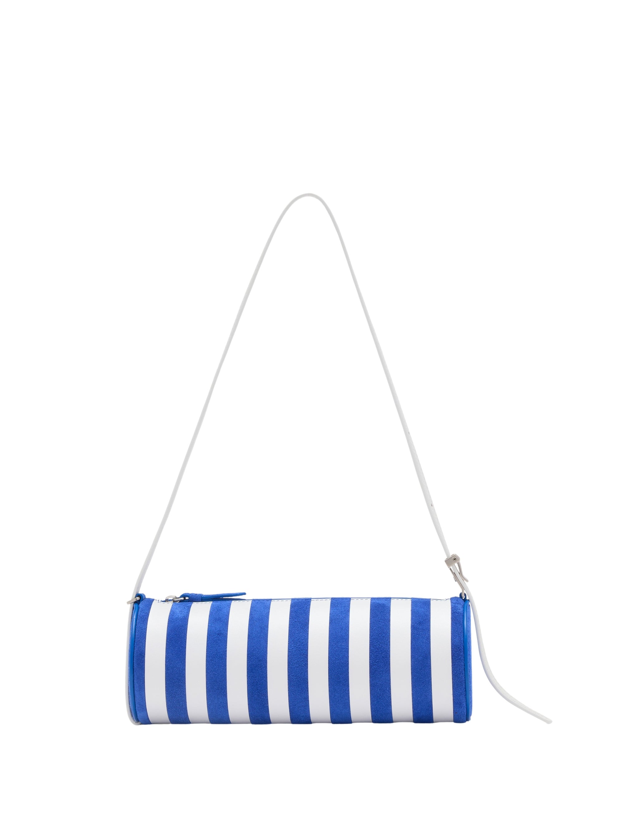 Sac Silo à rayures en cuir - Cobalt & White