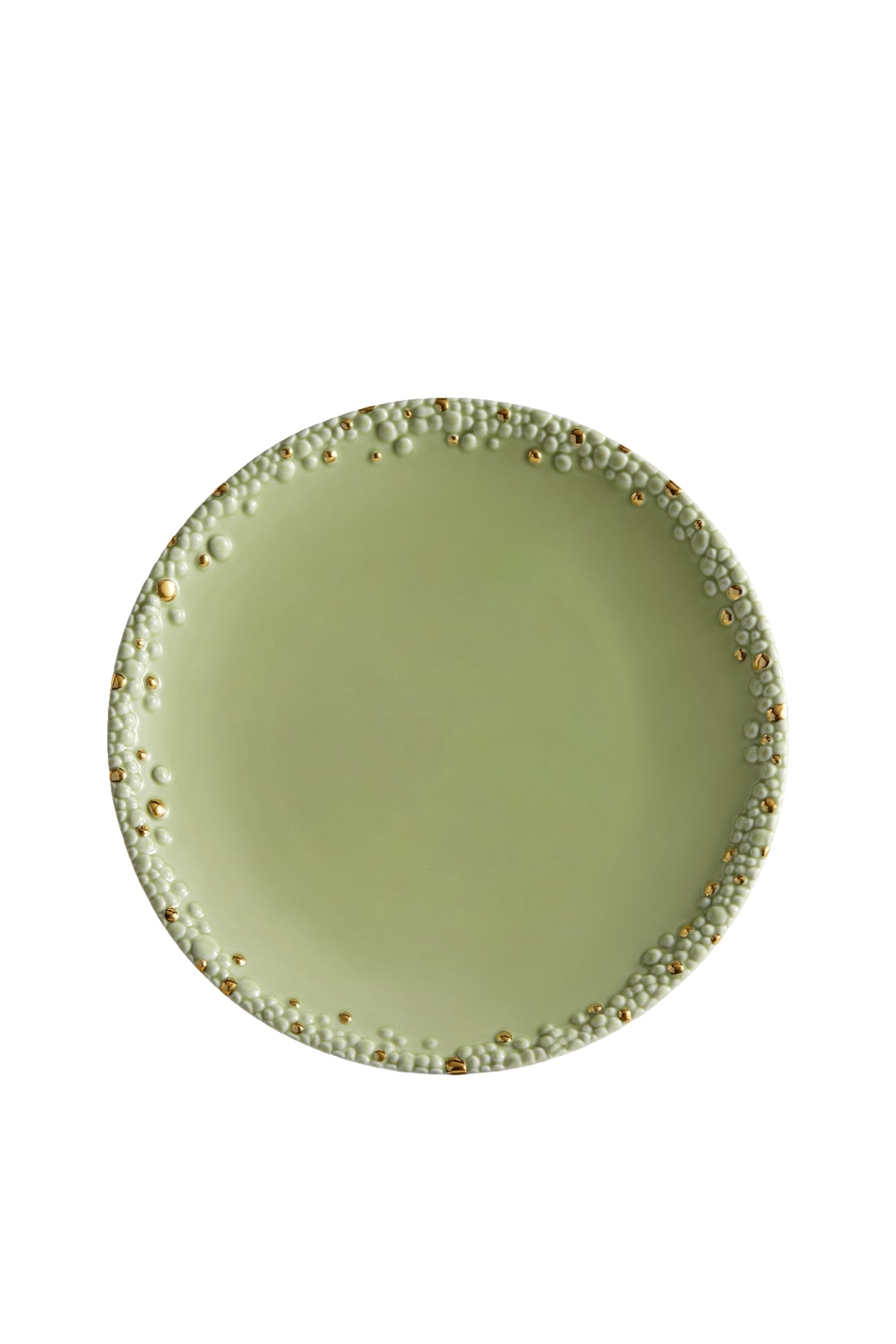 Assiette plate Mojave Haas Brothers en porcelaine - Vert & Or