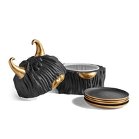 Boîte avec assiettes Lynda Haas Brothers en porcelaine - Noir & Or