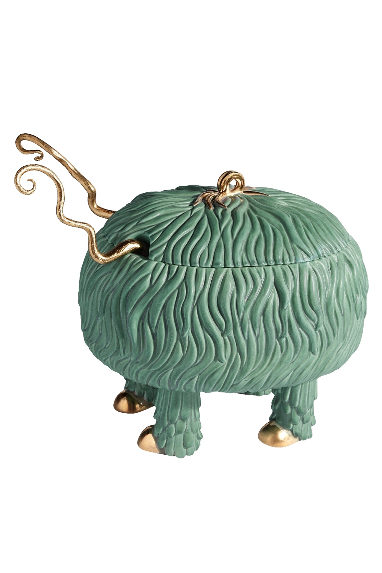 Haas Fox Monster earthenware and brass salad bowl - Green