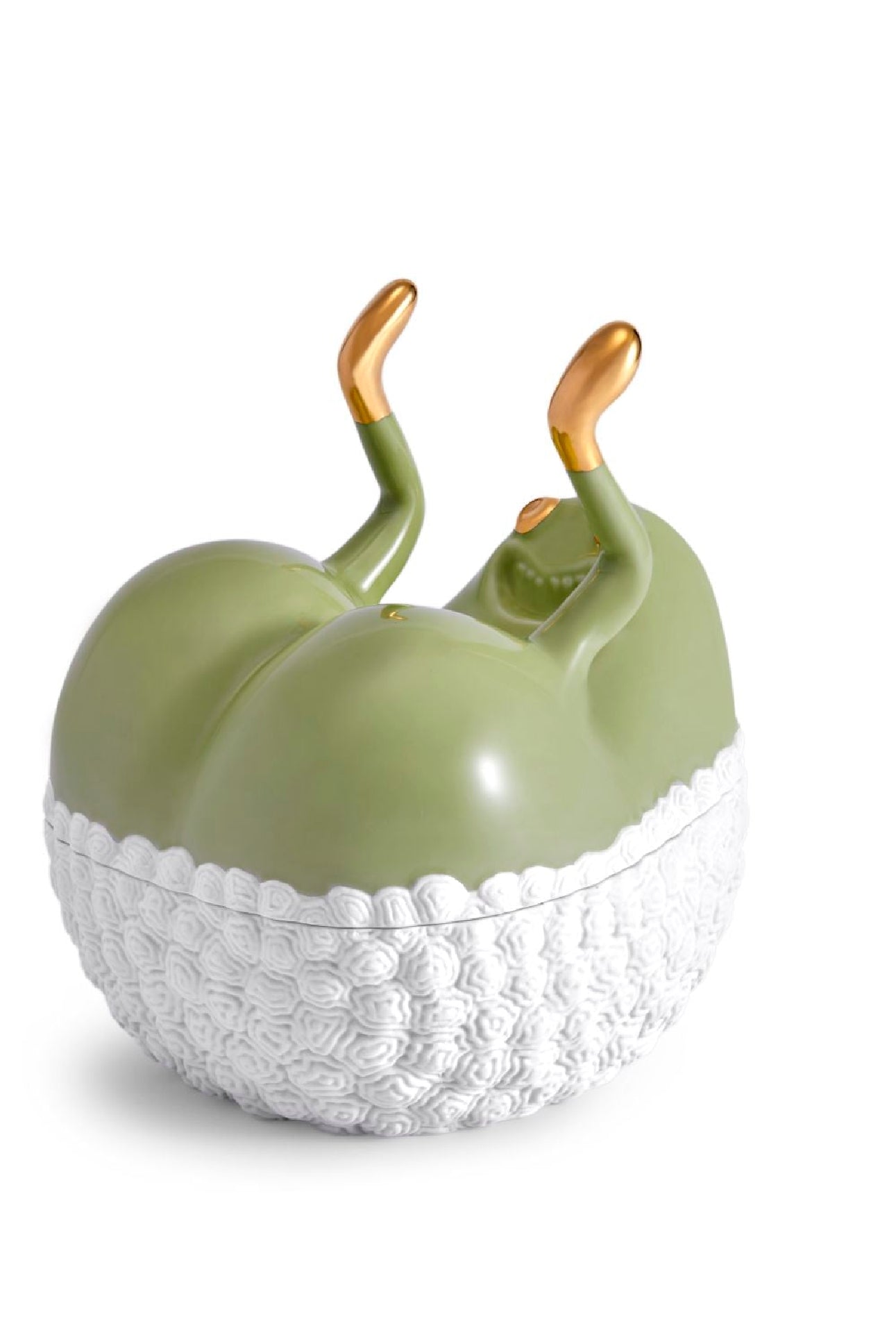 Boîte butts up Haas Brothers en porcelaine - Vert, Blanc & Or