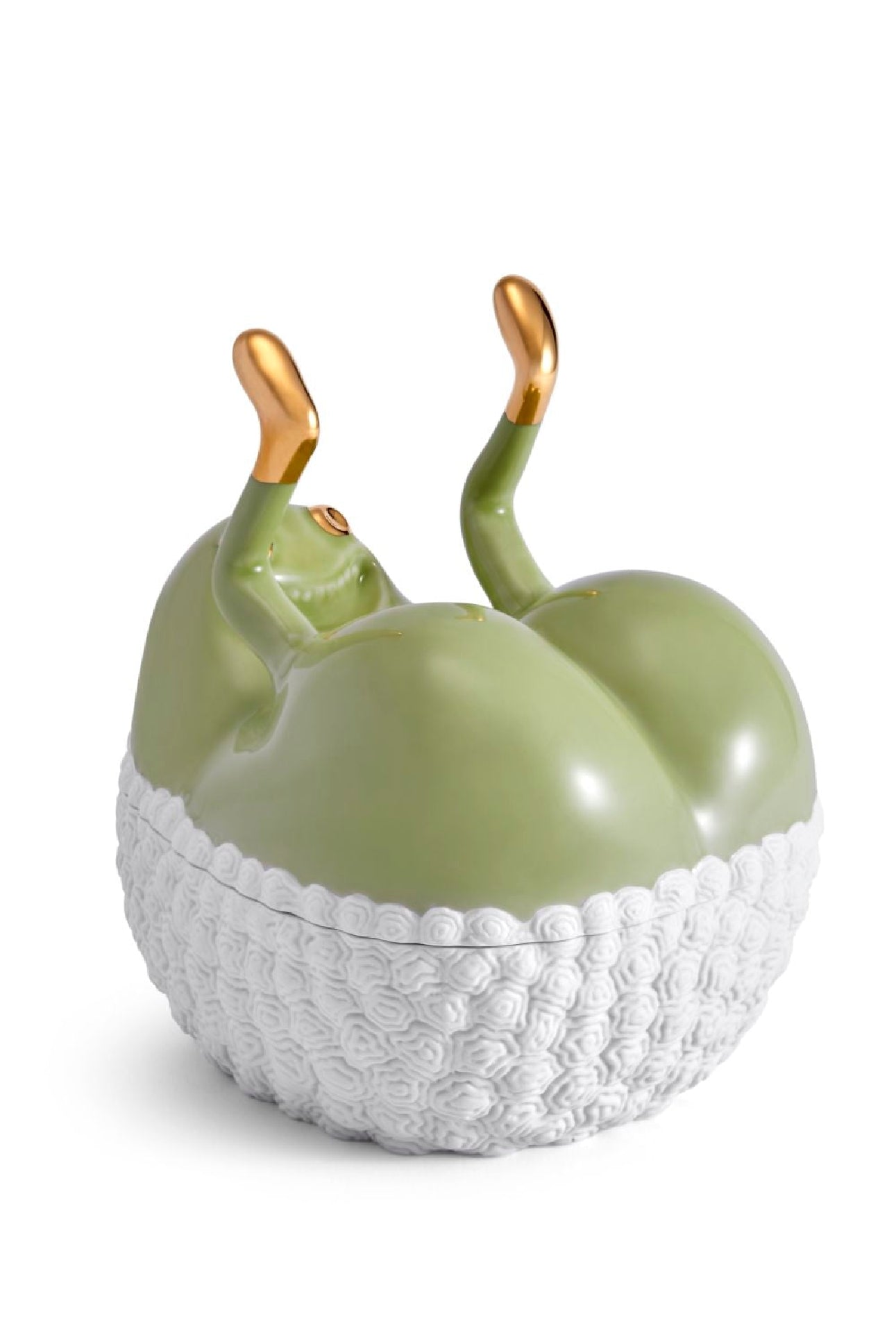 Boîte butts up Haas Brothers en porcelaine - Vert, Blanc & Or
