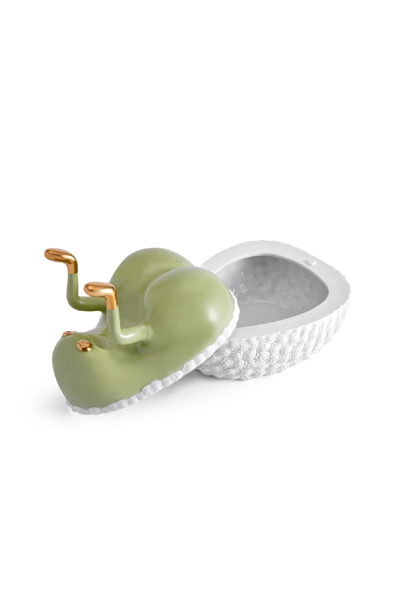 Boîte butts up Haas Brothers en porcelaine - Vert, Blanc & Or