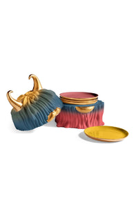 Coffret Haas Malibu Lynda et 4 plaques en or et porcelaine - Gold, Blue & Pink