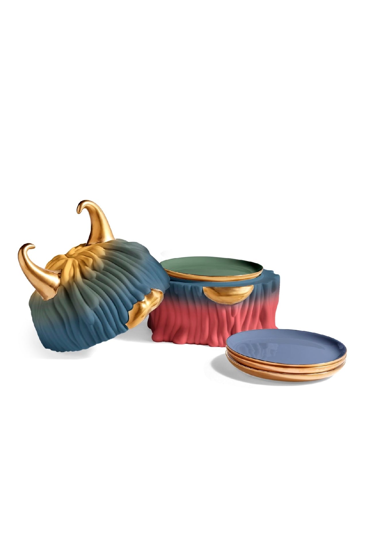 Coffret Haas Malibu Lynda et 4 plaques en or et porcelaine - Gold, Blue & Pink