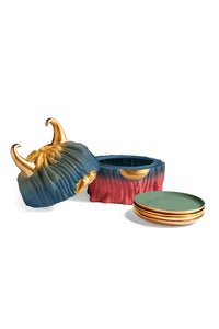 Coffret Haas Malibu Lynda et 4 plaques en or et porcelaine - Gold, Blue & Pink
