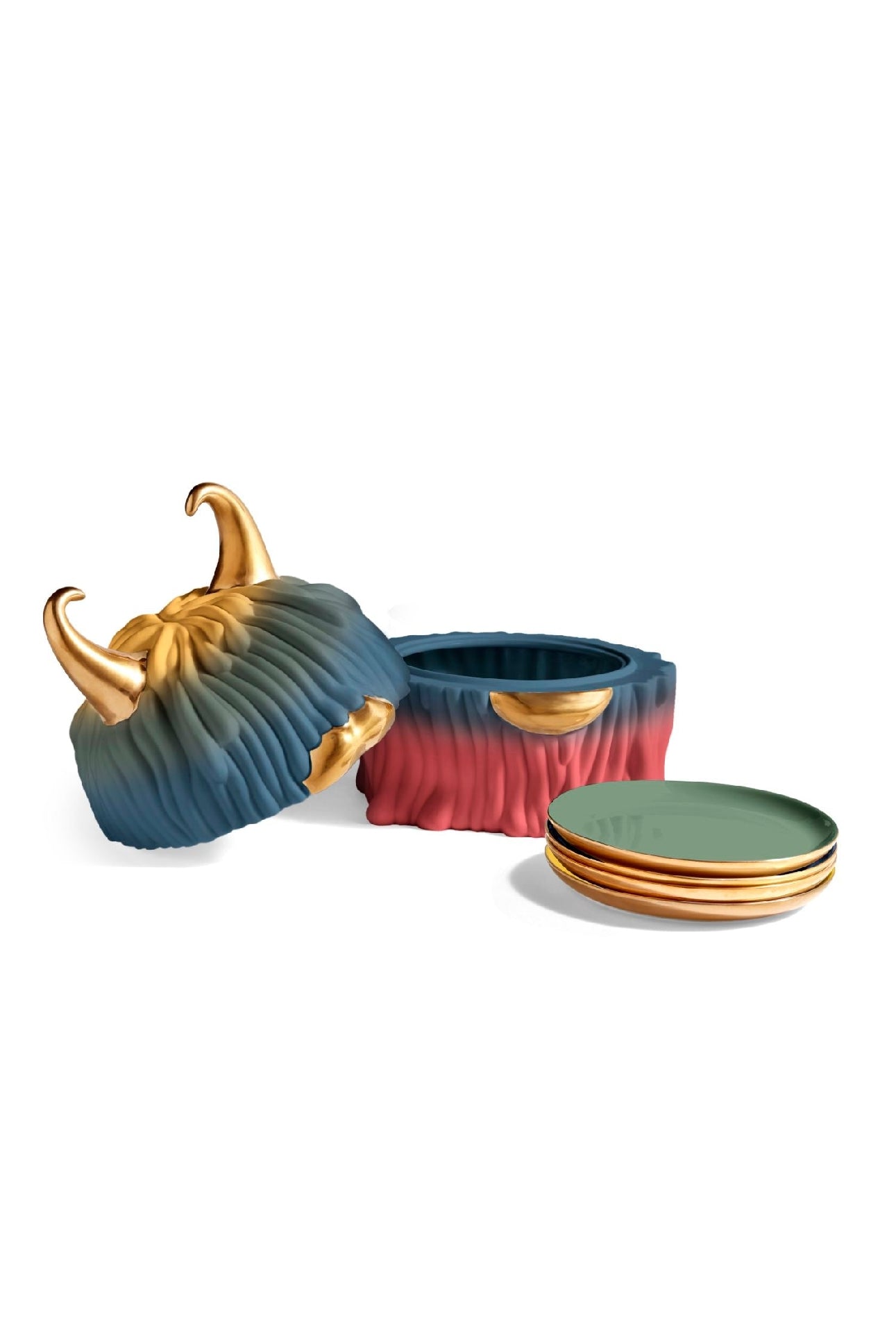 Coffret Haas Malibu Lynda et 4 plaques en or et porcelaine - Gold, Blue & Pink