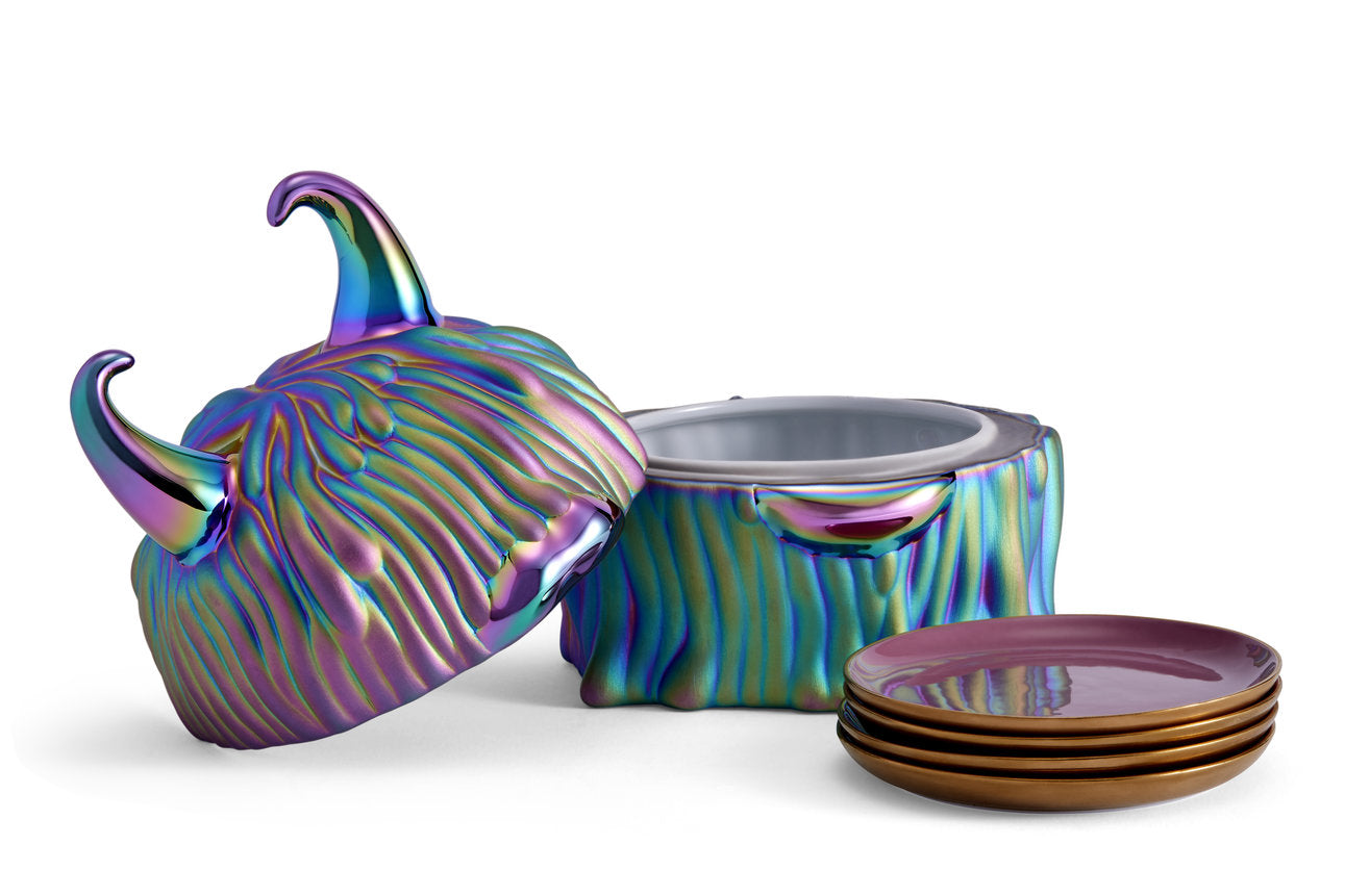 Boîte disco avec assiettes Lynda Haas Brothers en porcelaine - Multicolore