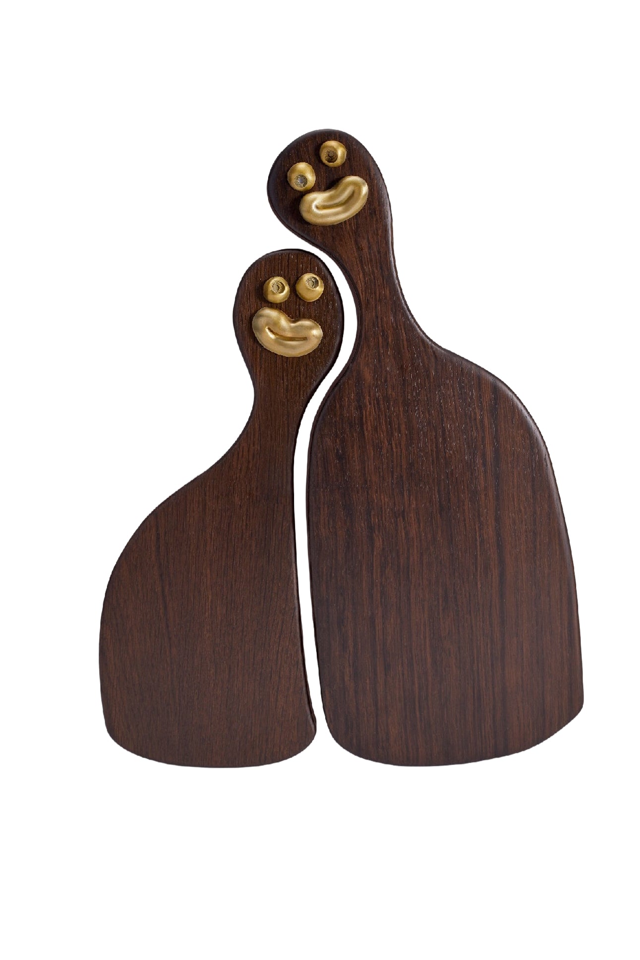 Set of 2 Haas Oak and Gold Cheese Trays - Brown