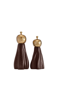 Set of 2 Haas Brass Salt and Pepper Mills - Brown & Gold
