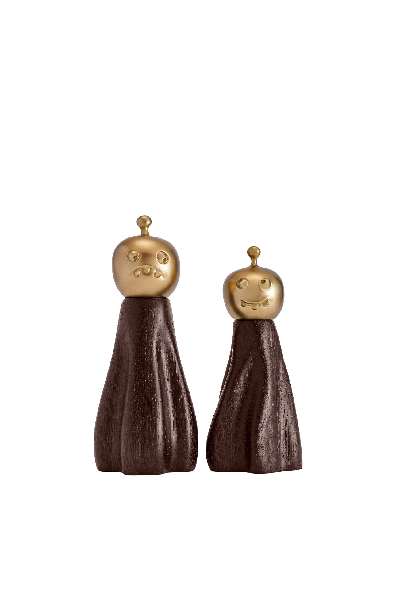 Set of 2 Haas Brass Salt and Pepper Mills - Brown & Gold