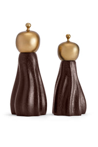Lot de 2 moulins à sel et à poivre Haas en laiton - Brown & Gold