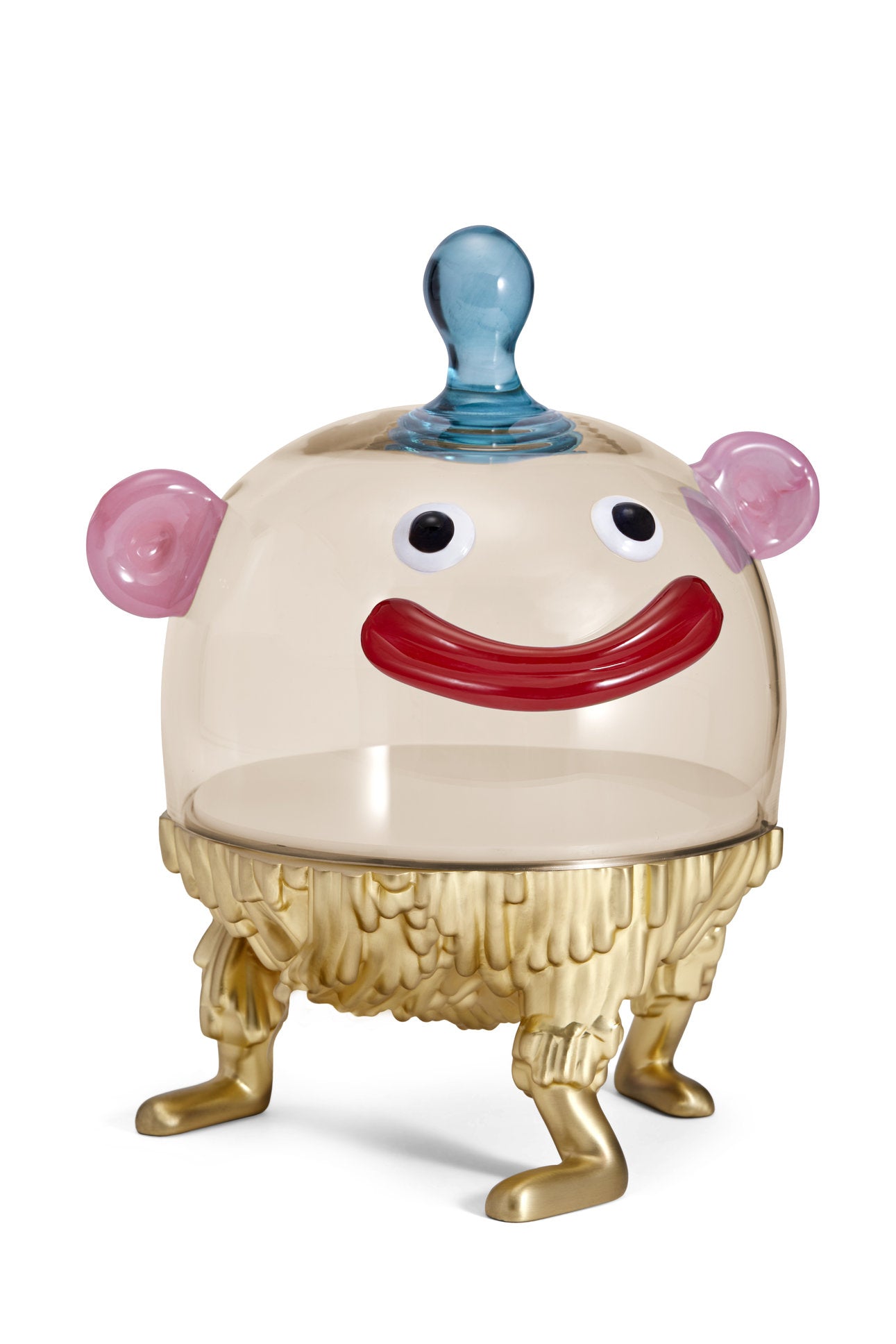 Petit présentoir à gâteau & cloche Haas Brothers en porcelaine - Or & Multicolore