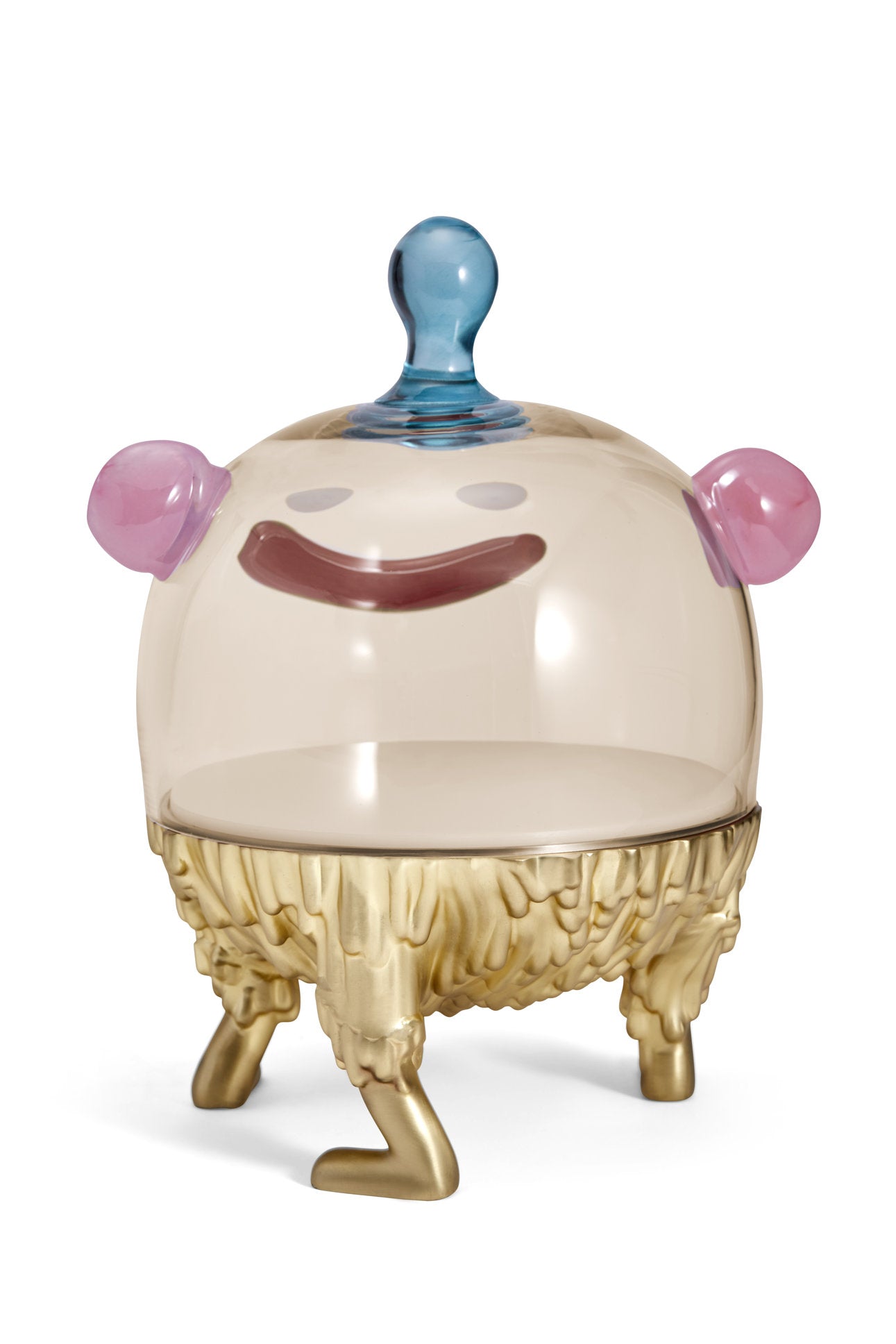 Petit présentoir à gâteau & cloche Haas Brothers en porcelaine - Or & Multicolore