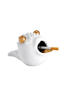 Petit cendrier Hashtray Haas Brothers en porcelaine & or 24K - Blanc & Or