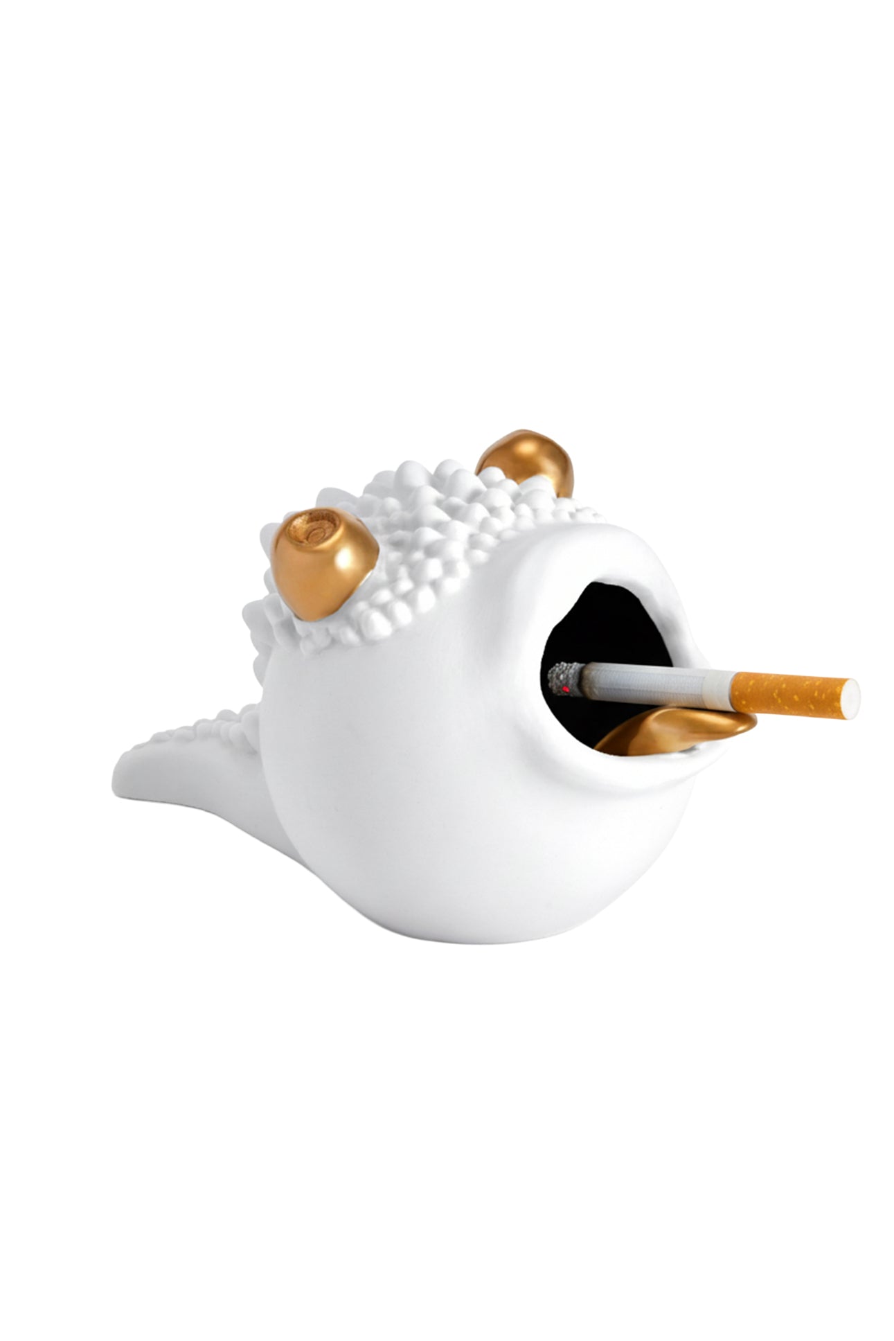 Petit cendrier Hashtray Haas Brothers en porcelaine & or 24K - Blanc & Or