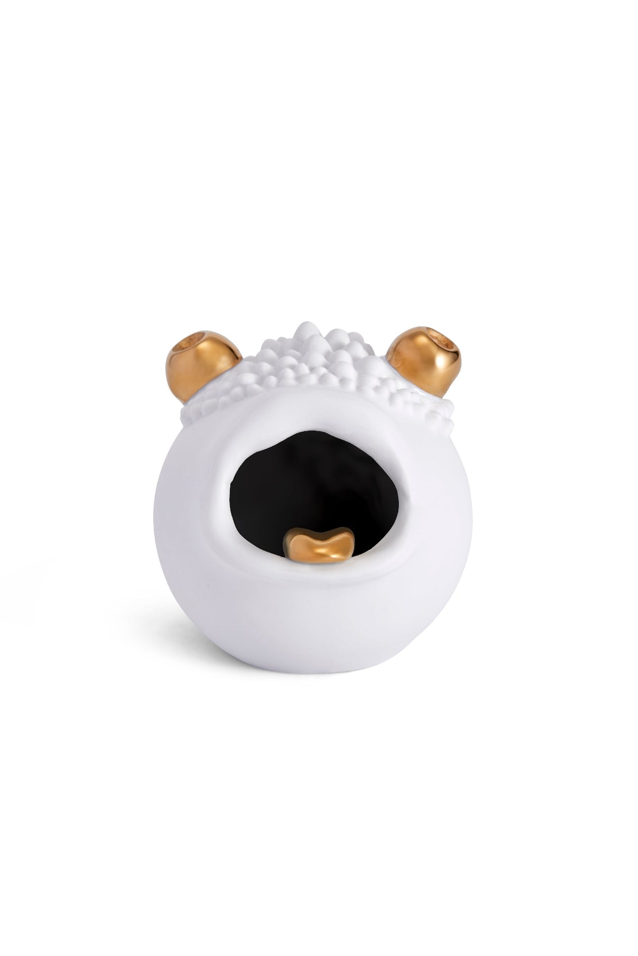 Petit cendrier Hashtray Haas Brothers en porcelaine & or 24K - Blanc & Or