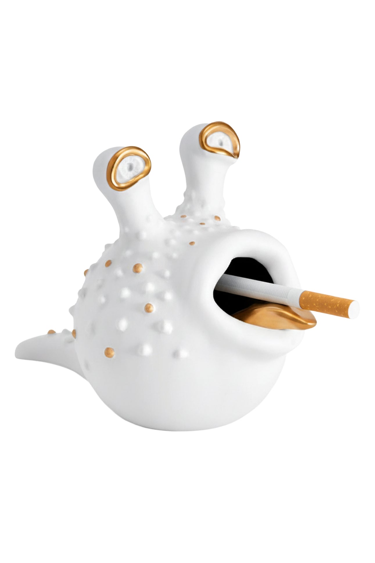Grand cendrier Hashtray Haas Brothers en porcelaine & or 24K - Blanc & Or